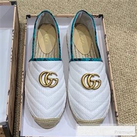 Gucci Chevron Raffia Flat Espadrilles with Double G 578547 White 2019 (HANB-9060115)