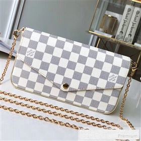 Louis Vuitton Pochette Félicie Chain Wallet WOC in Damier Azur Canvas N63106 (KIKI-9053061)