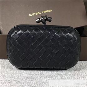 Bottega Veneta Small Lambskin Woven Knot Clutch Black (WT-9053107)