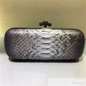 Bottega Veneta Large Snakeskin Woven Knot Clutch Grey/White (WT-9053118)