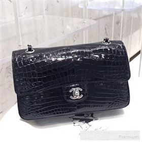 Chanel Alligator Skin Medium Classic Flap Bag Dark Blue/Silver (XIYOU-9060345)