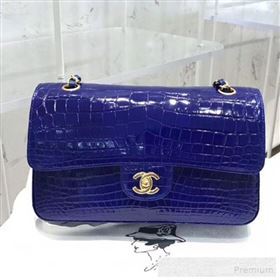 chaneI Alligator Skin Medium Classic Flap Bag Royal Blue (XIYOU-9060343)