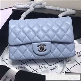Chanel Quilted Lambskin Mini Classic Flap Bag A01116 Light Blue/Silver (KAIS-9060363)