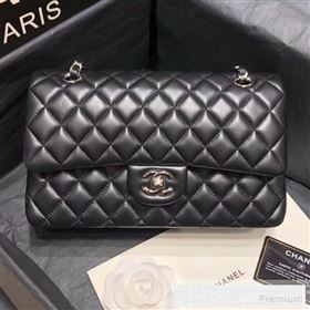Chanel Quilted Lambskin Medium Classic Flap Bag Black/Silver 2019 （Top Quality） (SHUNY-9060589)