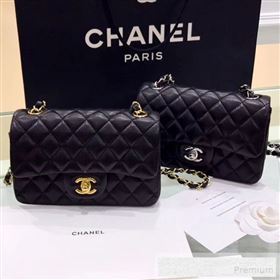 Chanel Quilted Leather Classic Mini Flap Bag Black 2019 (Top Quality) (SHUNY-9060591)