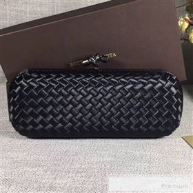 Bottega Veneta Large Silk Woven Knot Clutch with Snakeskin Trim Black (WANT-90605116)