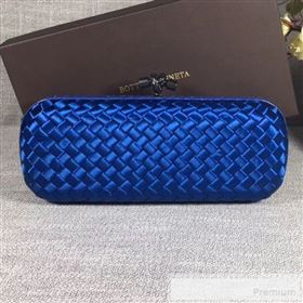 Bottega Veneta Large Silk Woven Knot Clutch with Snakeskin Trim Navy Blue (WANT-9060602)