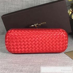 Bottega Veneta Large Silk Woven Knot Clutch with Snakeskin Trim Red (WANT-9060604)