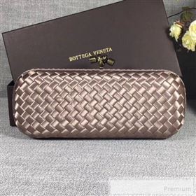 Bottega Veneta Large Silk Woven Knot Clutch with Snakeskin Trim Light Grey (WANT-9060607)