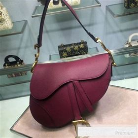 Dior Large Saddle Bag in Grained Calfskin Leather Burgundy 2019 (BINF-9060615)