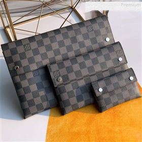 Louis Vuitton Alpha Triple Pouches in Damier Graphite Canvas N60255 2019 (FANG-9081909)