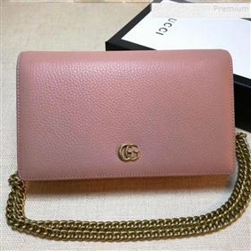 Gucci GG Marmont Leather Mini Chain Shoulder Bag 497985 Pink 2019 (DLH-9081914)