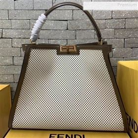 Fendi Peekaboo X-Lite Large Bag in Perforated Leather White 2019 (AFEI-9081948)