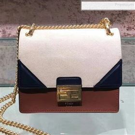 Fendi Kan U Small Canvas and Calfskin Embossed Corners Flap Bag Rust Brown 2019  (AFEI-9081950)