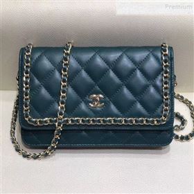 Chanel Quilted Lambskin Chain Trim Wallet on Chain WOC AP0674 Green 2019 (SMJD-9082314)