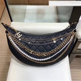 Chanel Quilted Lambskin Chain Tassel Hobo Bag AS0774 Black 2019 (SMJD-9082315)