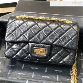 Chanel Quilted Aged Calfskin Small 2.55 Flap Bag A37586 Black 2019 (FM-9082316)