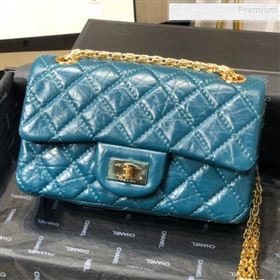 Chanel Quilted Aged Calfskin Small 2.55 Flap Bag A37586 Blue 01 2019 (FM-9082317)