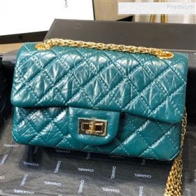 Chanel Quilted Aged Calfskin Small 2.55 Flap Bag A37586 Blue 02 2019 (FM-9082319)