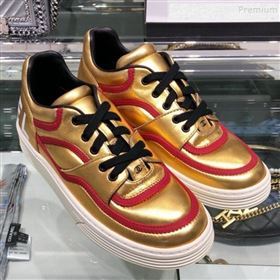 Chanel Metallic Lambskin Low-Top Sneakers G35063 Gold/Red 2019 (XO-9082126)