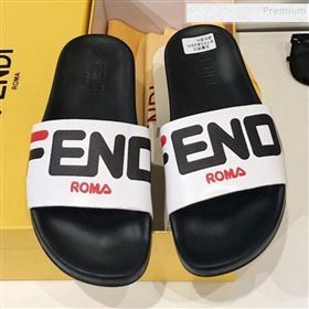 Fendi Roma Logo Flat Slide Sandals Black 2019 (For Women and Men) (DLY-9082146)