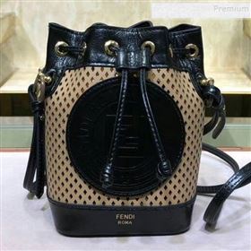 Fendi Mon Tresor Perforated Leather Mini Bucket Bag Beige 2019 (AFEI-9082421)