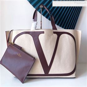 Valentino Large VLogo Canvas Tote Beach Bag White 2019 (JJ3-9082667)