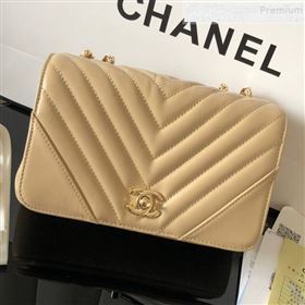 Chanel Chevron Smooth Calfskin Small Flap Bag A91586 Beige 2019 (FM-9082958)