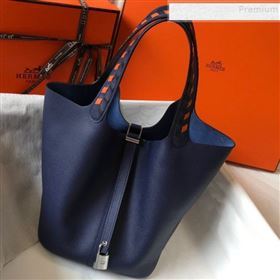 Hermes Picotin Lock Bag with Woven Top Handle in Epsom Leather 22cm Blue 2019 (FLB-9083036)