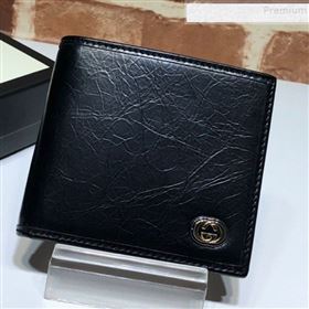 Gucci Vintage Leather Bi-Fold Wallet with Interlocking G 575985 Black 2019 (DLH-9083054)