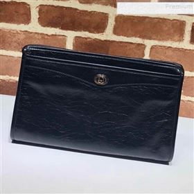 Gucci Vintage Leather Pouch with Interlocking G 575991 Black 2019 (DLH-9083056)