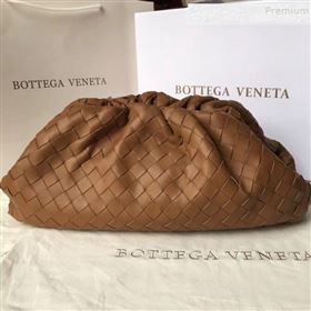 Bottega Veneta Large The Pouch Clutch in Maxi Woven Leather Brown 2019 (WT-9090207)