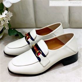 Gucci Lambskin Horsebit Loafer with Web White 2019 (DLY-9090244)