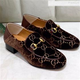 Gucci GG Velvet Horsebit Loafer Brown 2019 (DLY-9090248)