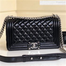 Chanel Vintage Quilted Leather Medium 25cm Boy Flap Bag Black 2019 (YD-9090605)