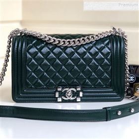 Chanel Vintage Quilted Leather Medium 25cm Boy Flap Bag Green 2019 (YD-9090607)