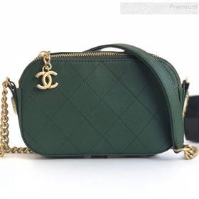 Chanel Quilted Calfskin Button Side Camera Case Bag A57574 Green 2019 (YD-9090611)