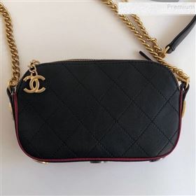 Chanel Quilted Calfskin Button Side Camera Case Bag A57574 Black 2019 (YD-9090612)