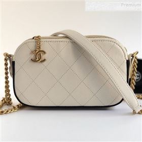 Chanel Quilted Calfskin Button Side Camera Case Bag A57574 White 2019 (YD-9090613)