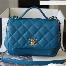 Chanel Quilted Grained Calfskin Mini Messenger Flap Top Handle Bag A93067 Blue 2019 (BLWX-9090621)