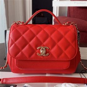 Chanel Quilted Grained Calfskin Mini Messenger Flap Top Handle Bag A93067 Red 2019 (BLWX-9090626)
