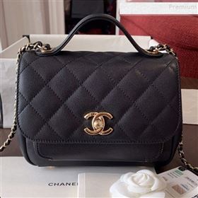 Chanel Quilted Grained Calfskin Mini Messenger Flap Top Handle Bag A93067 Black 2019 (BLWX-9090627)