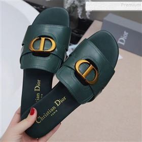 Dior Calfskin Logo Charm Flat Slide Sandals Green 2019 (MD-9090315)