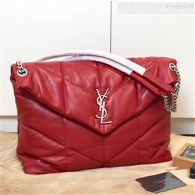 Saint Laurent Loulou Puffer Medium Shoulder Bag in Quilted Lambskin 577475 Red 2019 (KTSD-9091012)