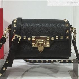 Valentino Rockstud Grainy Calfskin Mini Crossbody Bag Black 2019 (XYD-9090902)