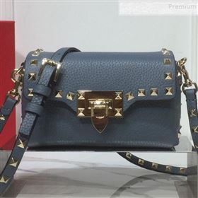 Valentino Rockstud Grainy Calfskin Mini Crossbody Bag Blue 2019 (XYD-9090903)