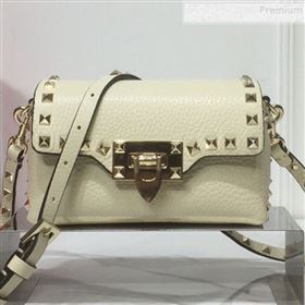 Valentino Rockstud Grainy Calfskin Mini Crossbody Bag White 2019 (XYD-9090904)