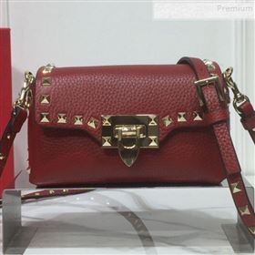 Valentino Rockstud Grainy Calfskin Mini Crossbody Bag Red 2019 (XYD-9090905)