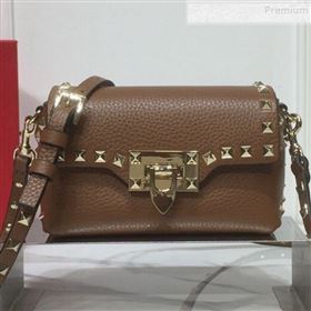 Valentino Rockstud Grainy Calfskin Mini Crossbody Bag Brown 2019 (XYD-9090906)