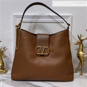 Valentino Grained Leather VLogo Hobo Bag Brown 2019 (XYD-9090917)
